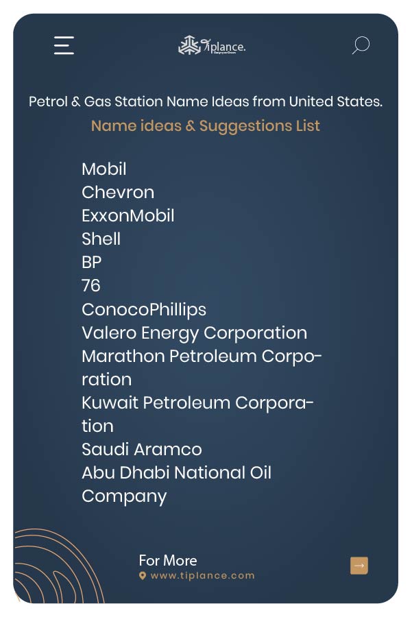 Petrol & Gas Station Name Ideas from United States.