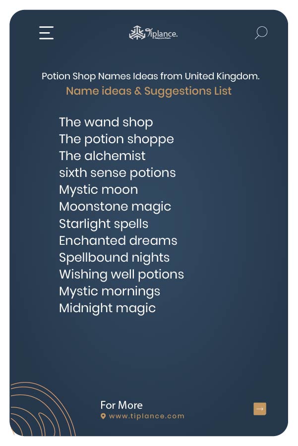 Potion Shop Names Ideas from Australia.