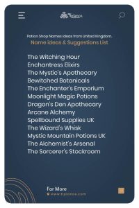 Potion Shop Names Ideas from United Kingdom.