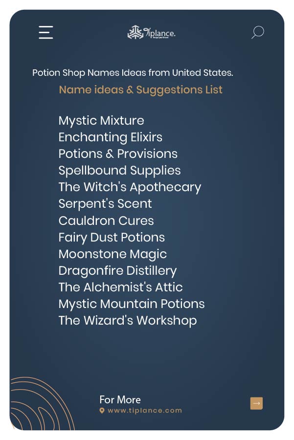 Potion Shop Names Ideas from United States.
