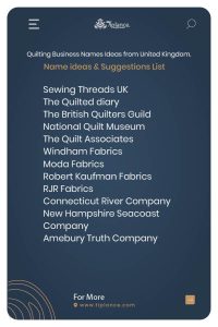 Quilting Business Names Ideas from United Kingdom.
