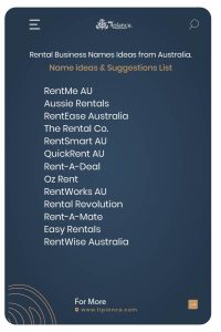 Rental Business Names Ideas from Australia.