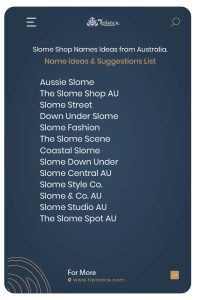 Slome Shop Names Ideas from Australia.