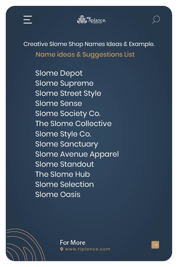 Slome Shop Names Ideas from United Kingdom.