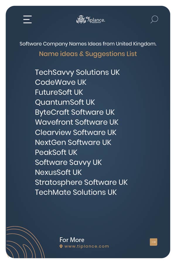 Software Company Names Ideas from United Kingdom.