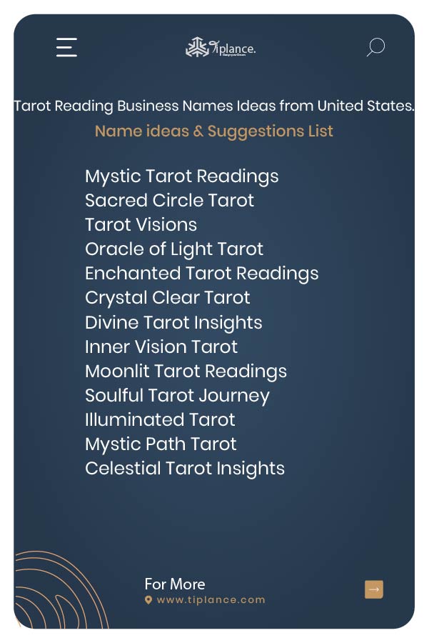 Tarot Reading Business Names Ideas from United States.