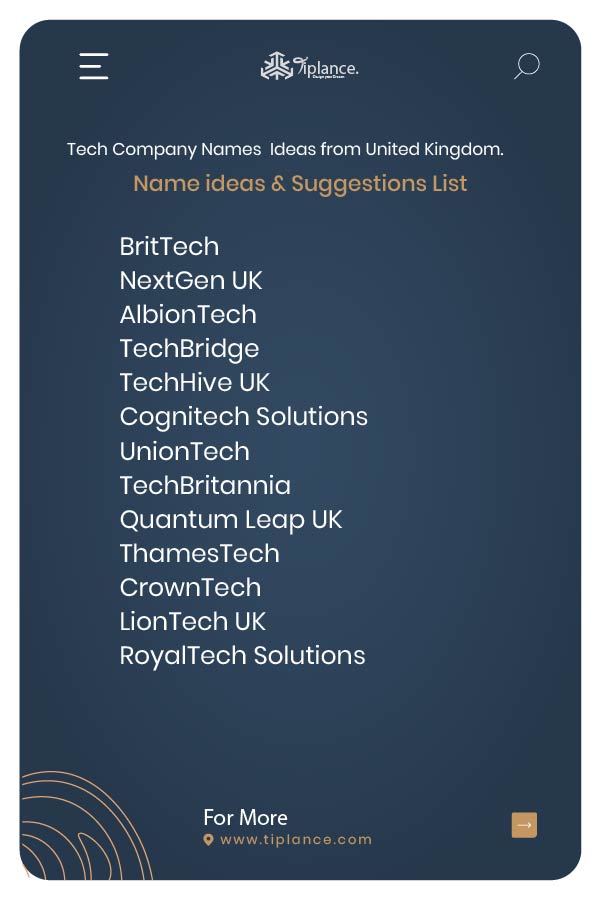 Tech Company Names Ideas from United Kingdom.