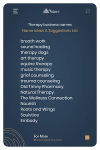 Therapy Business names Ideas from the United Kingdom.
