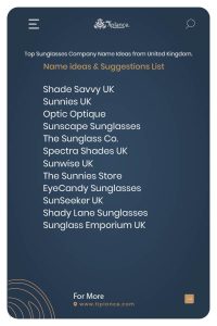 Top Sunglasses Company Name Ideas from United Kingdom.