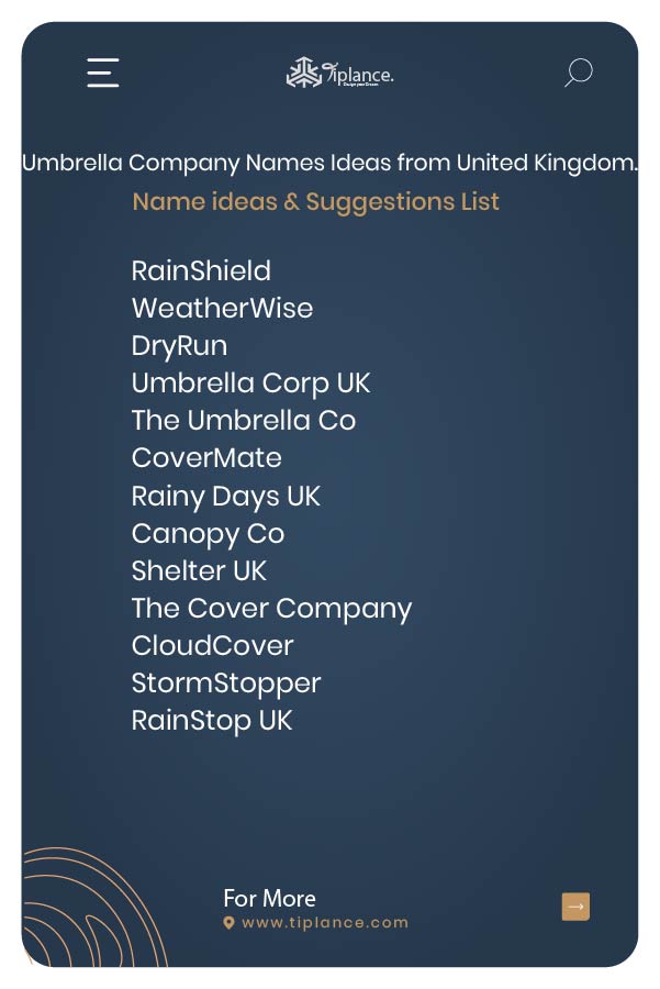 Umbrella Company Names Ideas from United Kingdom.