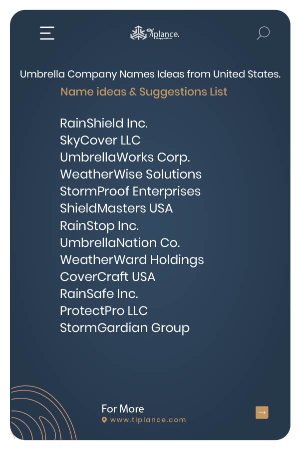 Umbrella Company Names Ideas from United States.