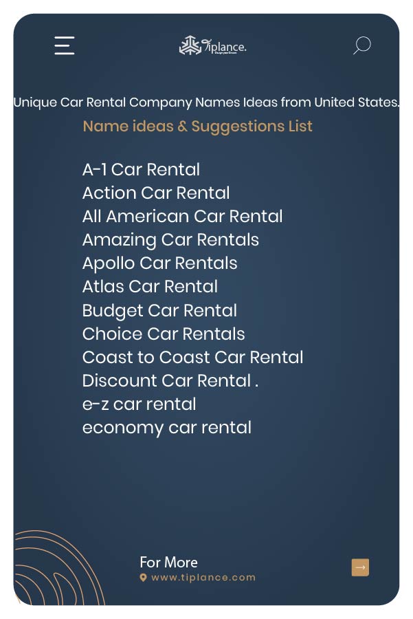 Unique Car Rental Company Names Ideas from United States.