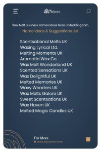Wax Melt Business Names Ideas from United Kingdom.