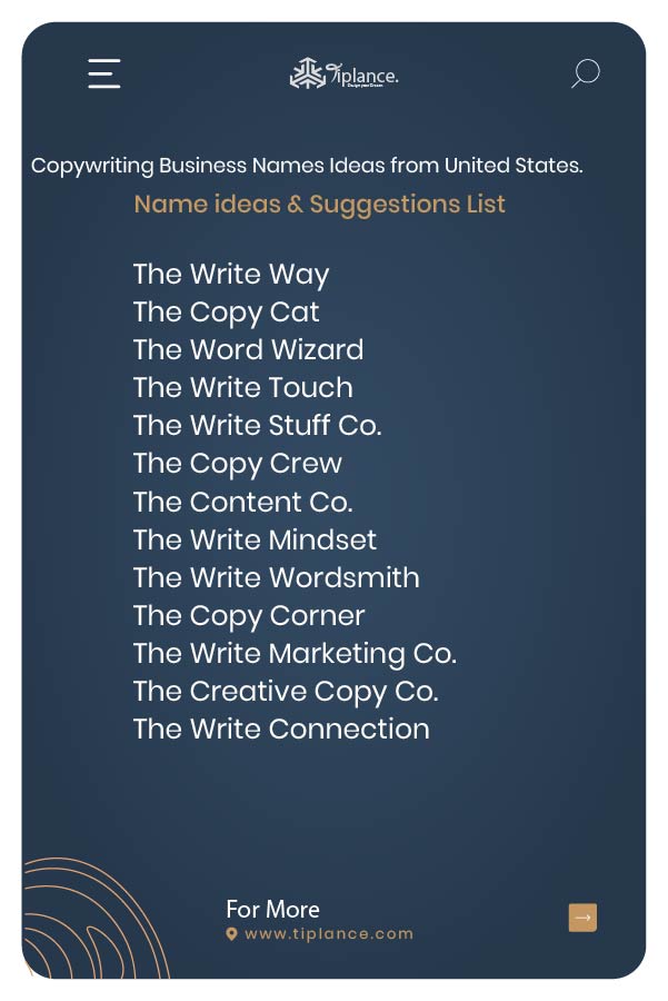 Copywriting Business Names Ideas from United States.